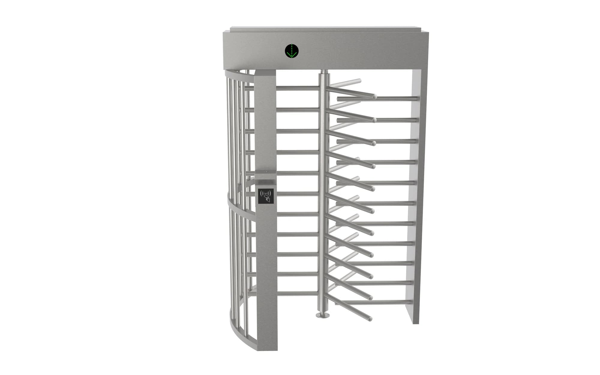 FC-FFHTLSFJT full-height turnstile enclosure and rotating arms viewed from the front