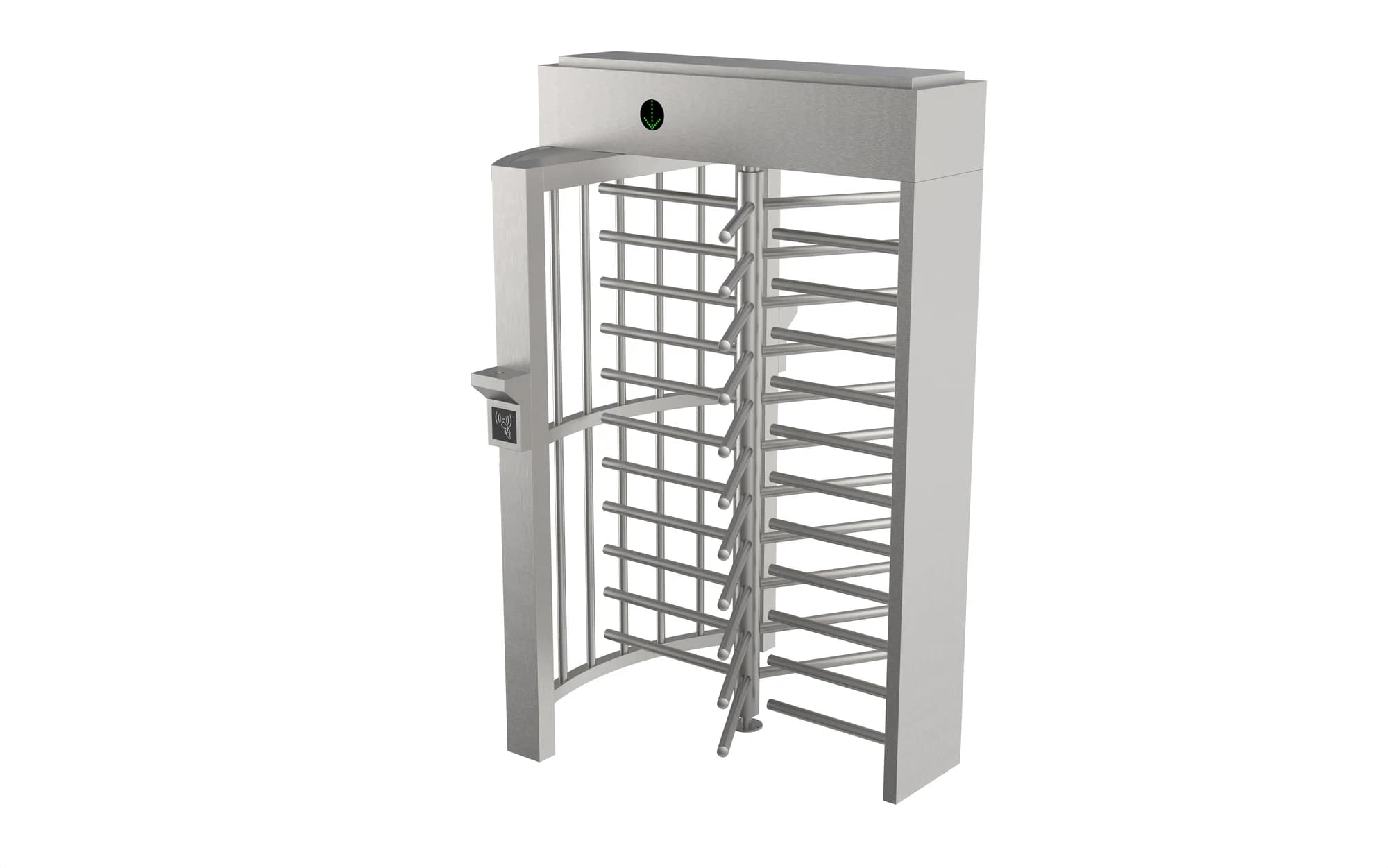 FC-FFHTLSFJT full-height turnstile with a curved enclosure and rotating arm assembly