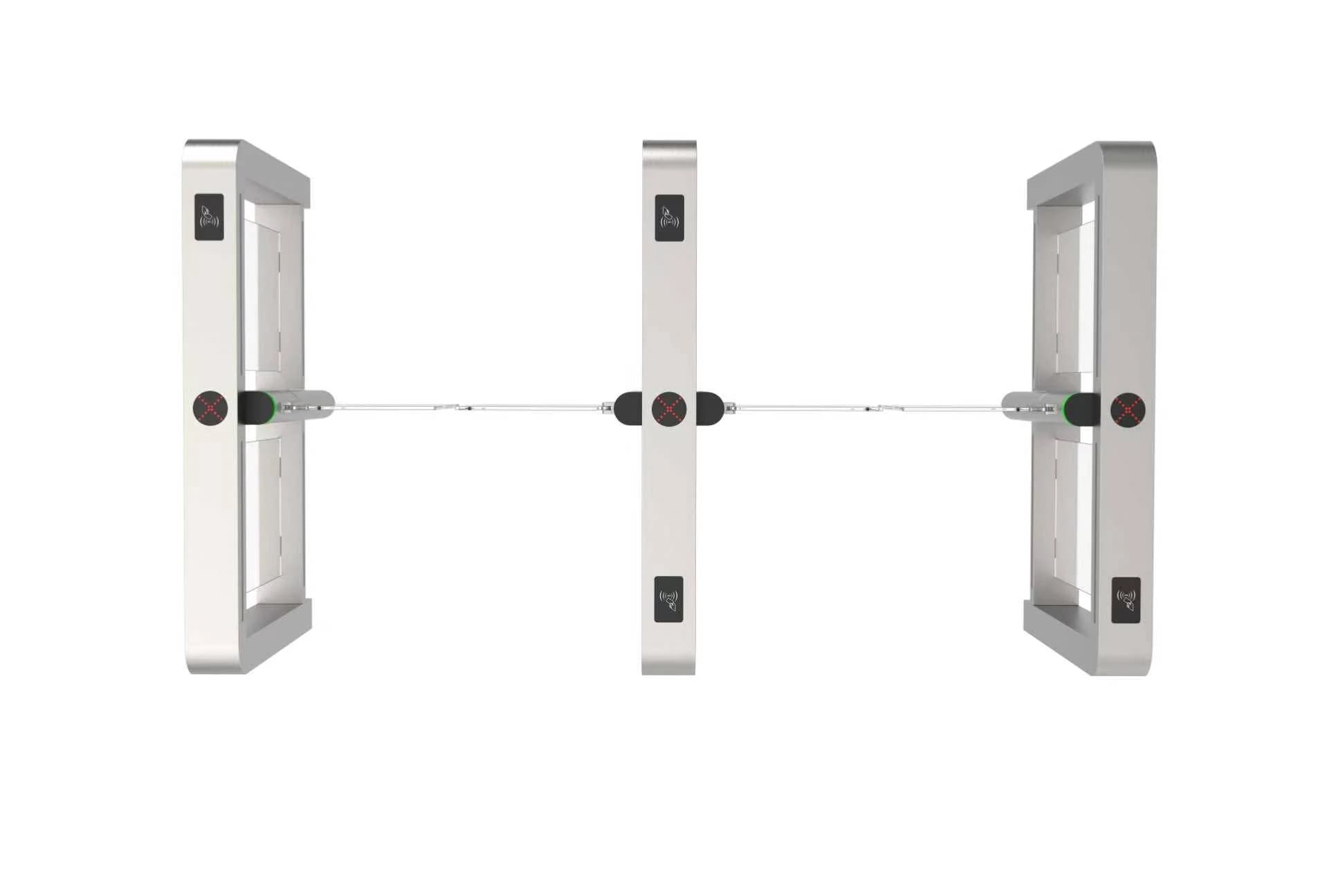 FC-SFGGX swing gate cabinets and acrylic barriers viewed from above