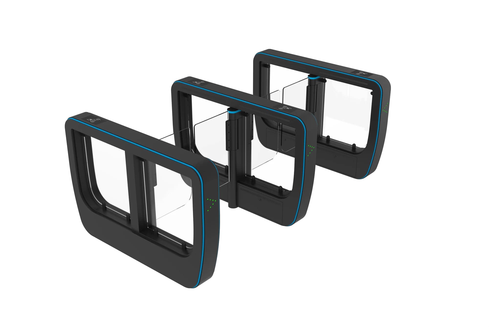 FC-SFGZK black rounded-frame swing gate cabinets with blue edge details