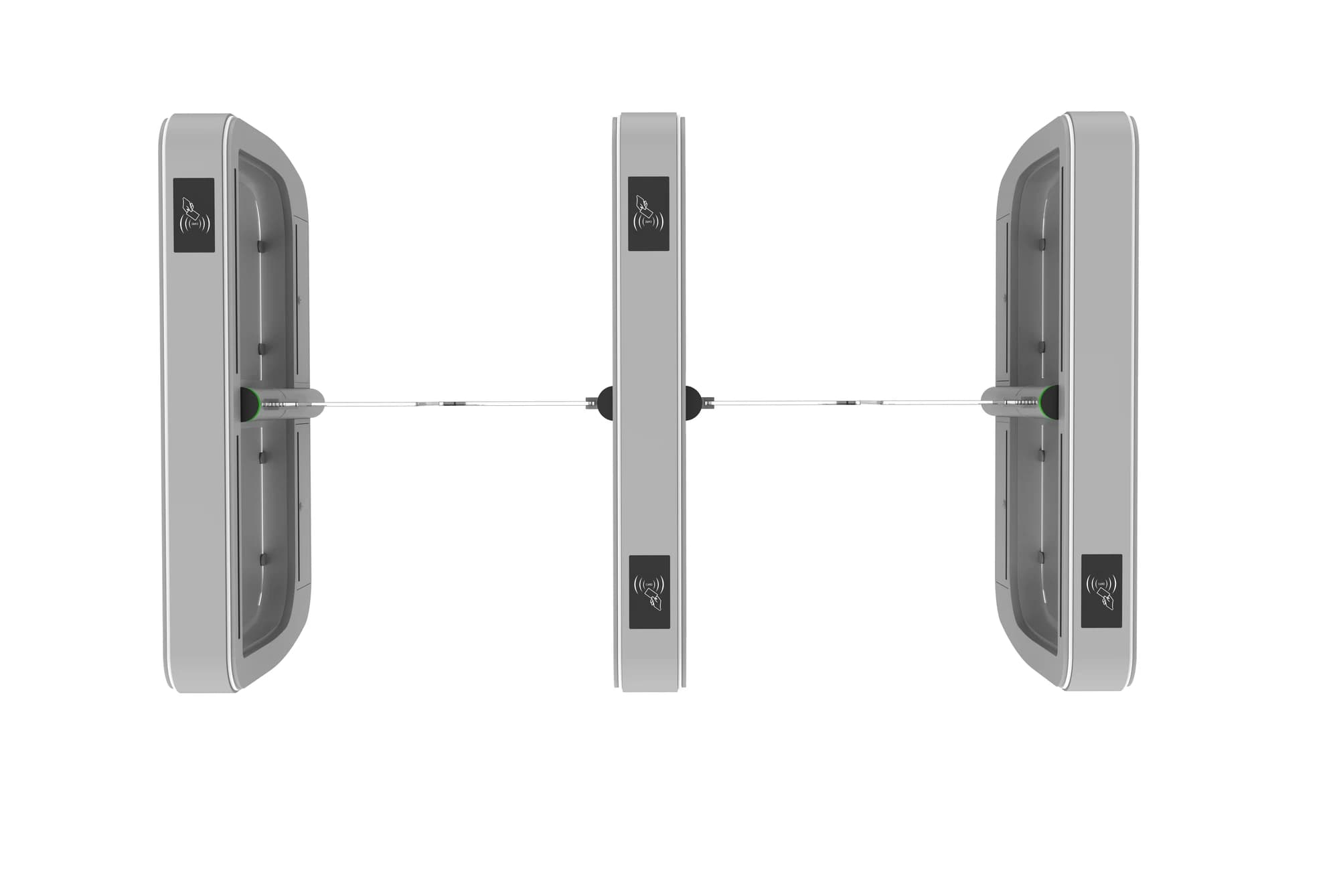 FC-SFGZK silver swing gate cabinet and barrier arrangement viewed from above