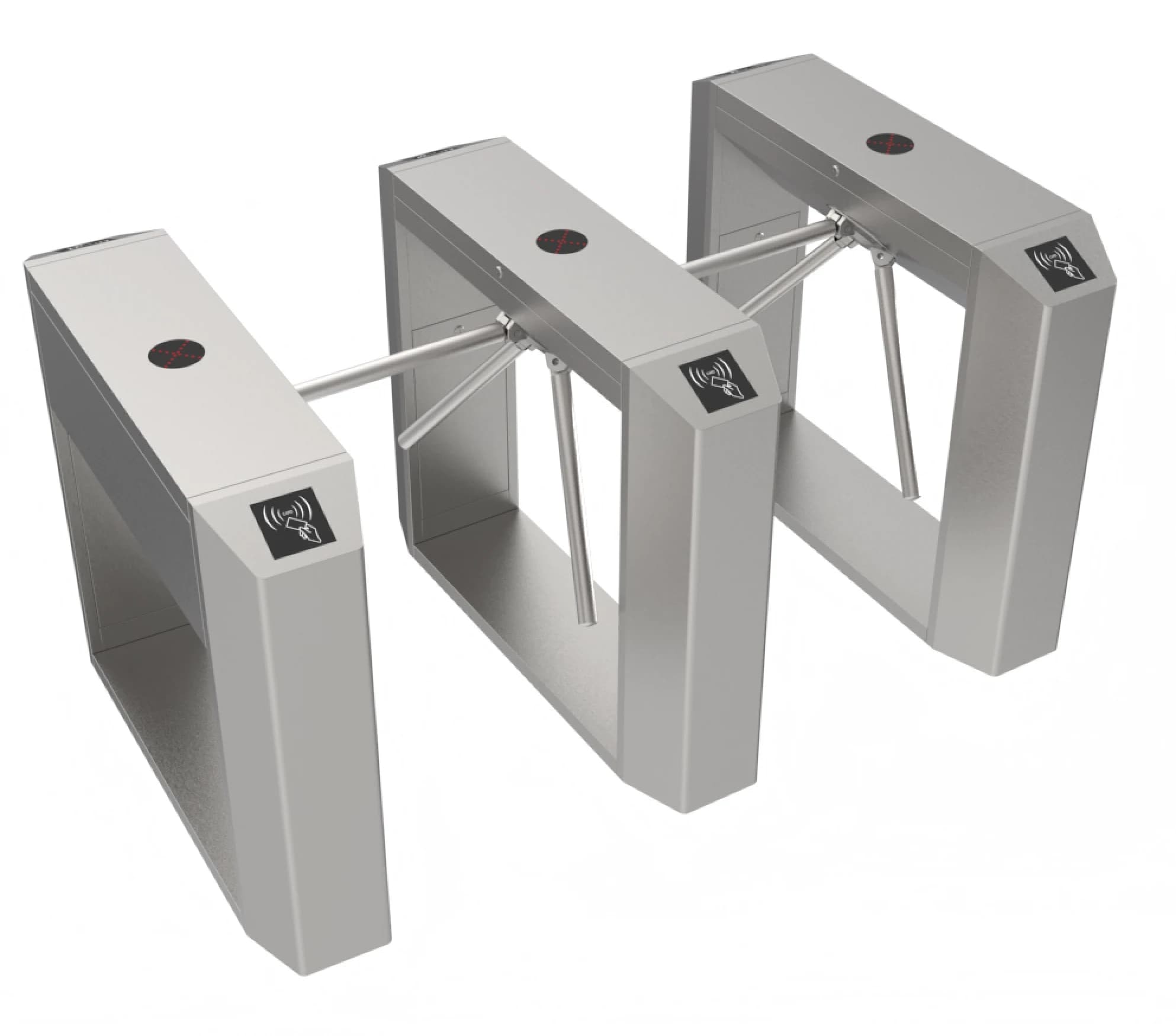 FC-TFTBJ tripod turnstile cabinets and an additional enclosure arranged for passage planning