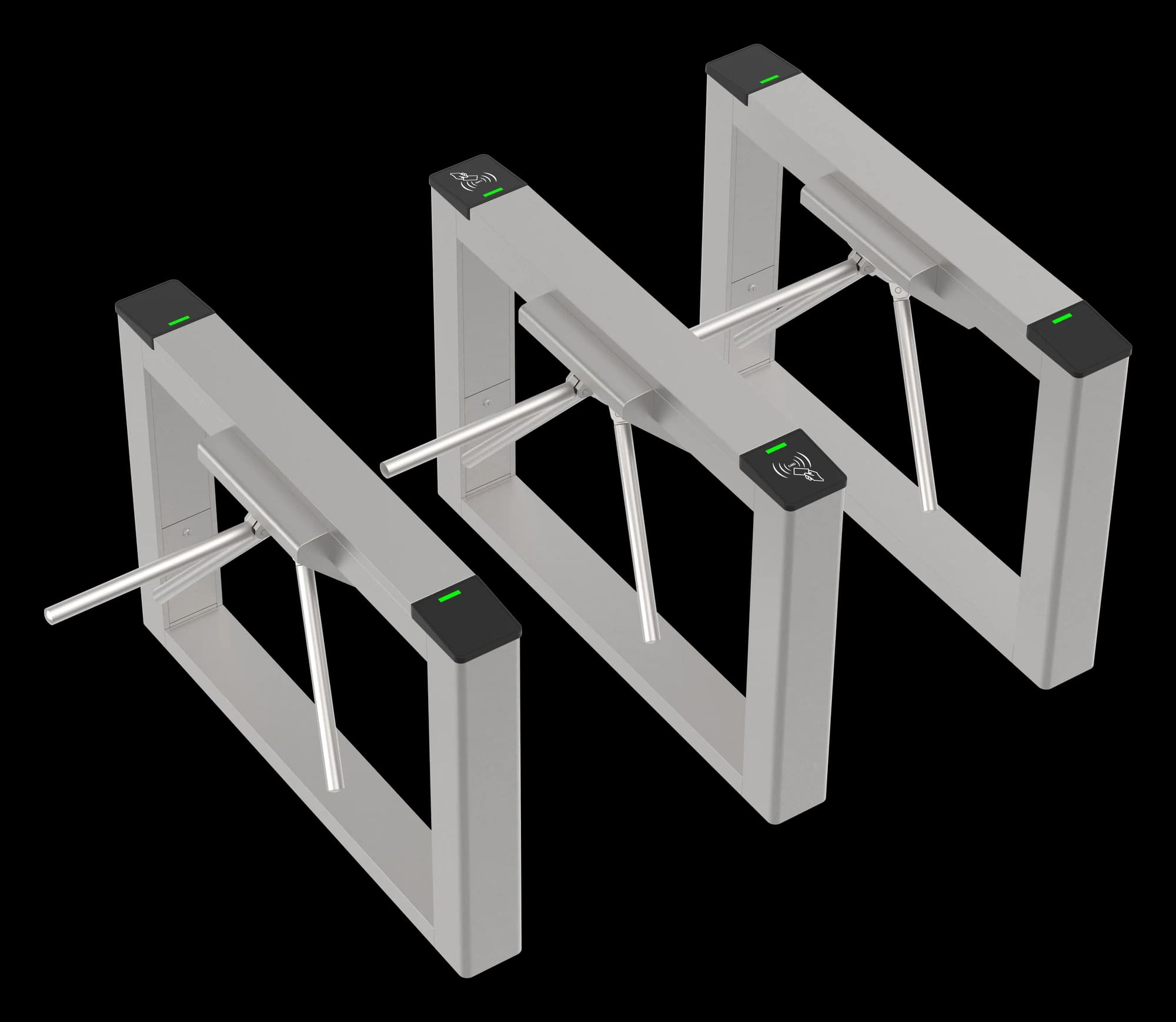 FC-TFTZQ slim tripod cabinets and rotating arms viewed from above