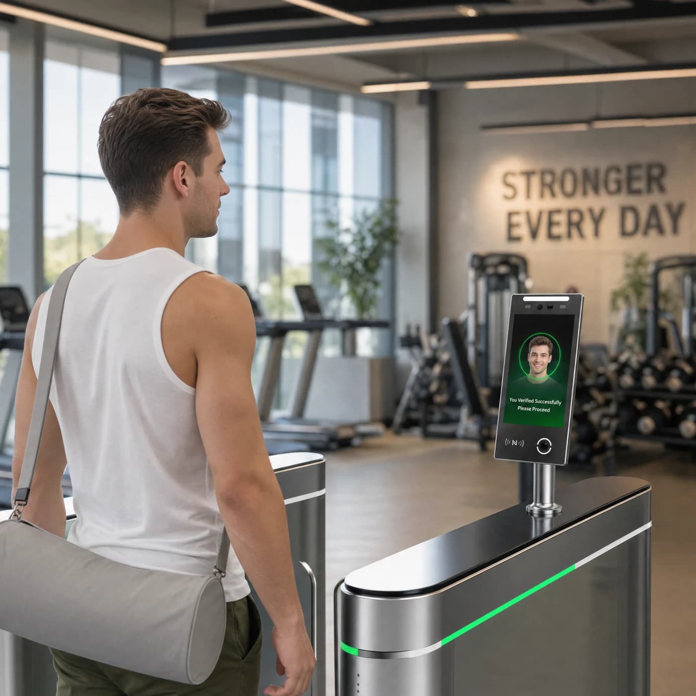 FCV4906 illustrated in a gym entrance workflow