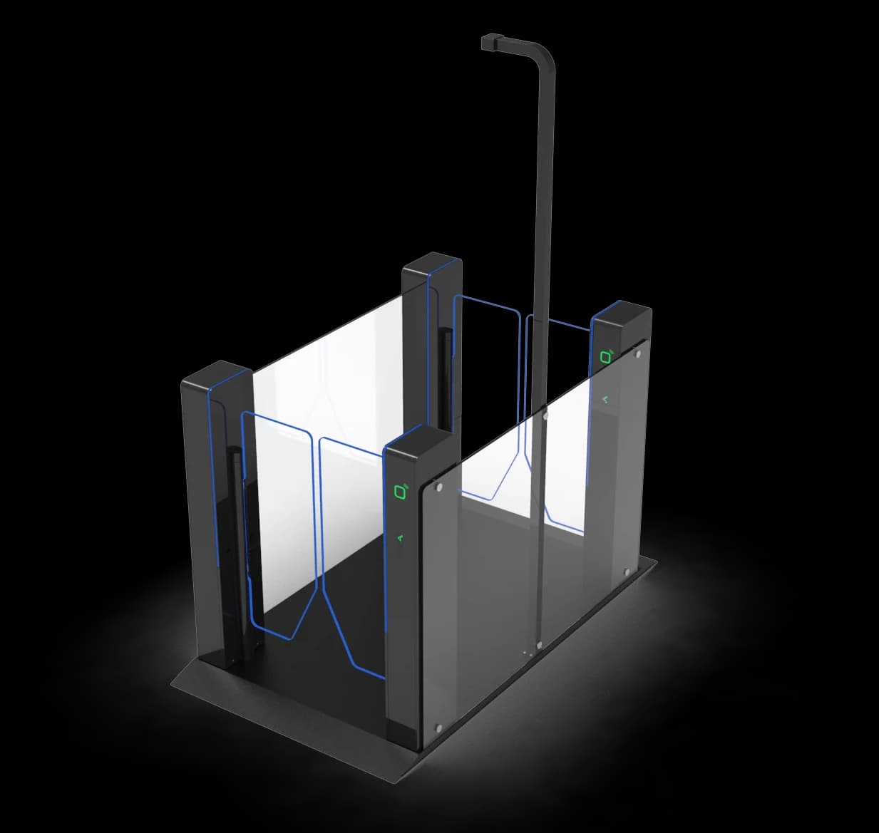 FC24EAB interlocking gate portal with transparent barriers with a floor base and overhead column