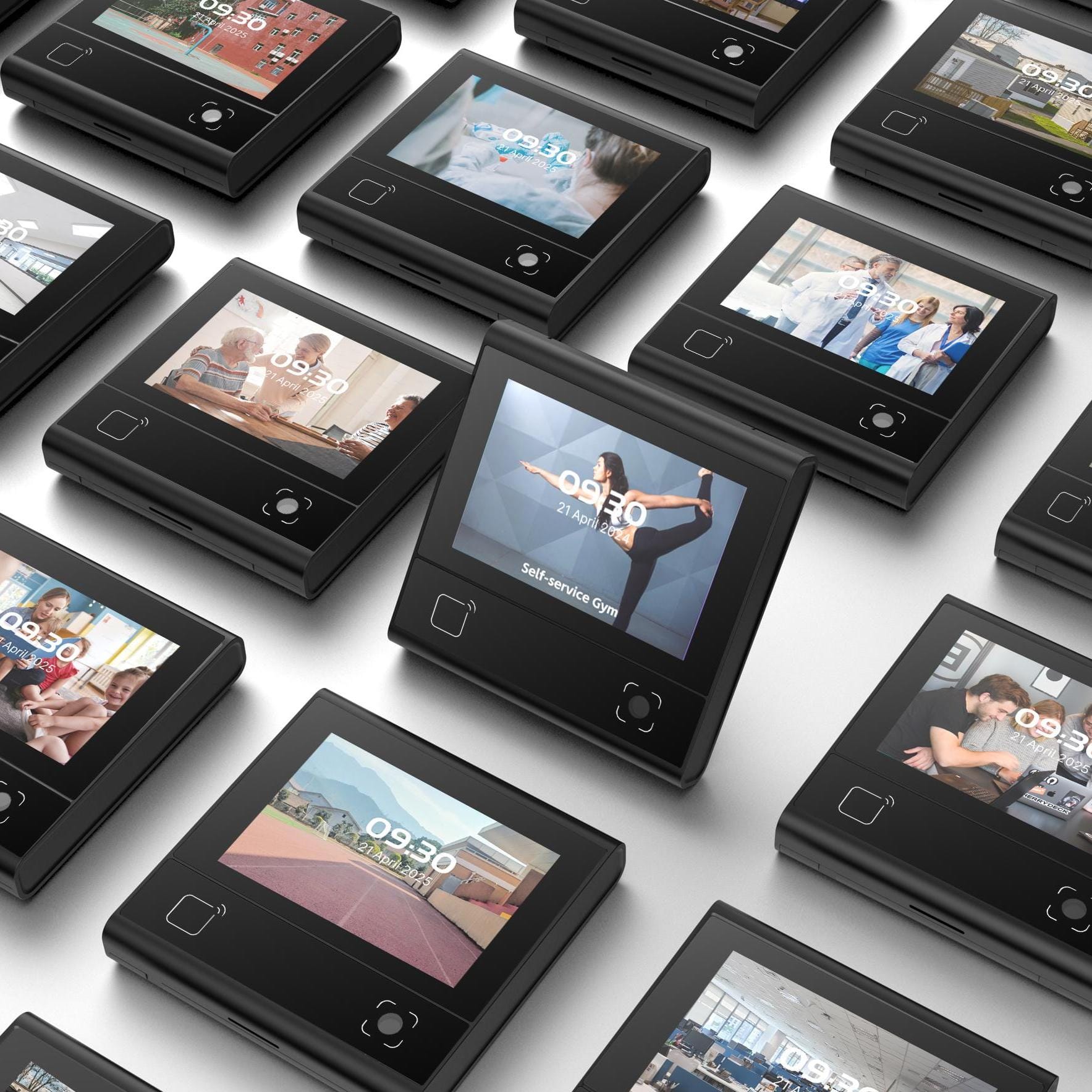 Many FC6820 Multi-functional Access Control Terminals have been developed into a variety of different applications and are displayed together.